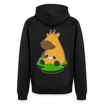 Giraffe Coffee Mug - Unisex Premium Organic Zip Hoodie - black - Back - Nico (187cm)