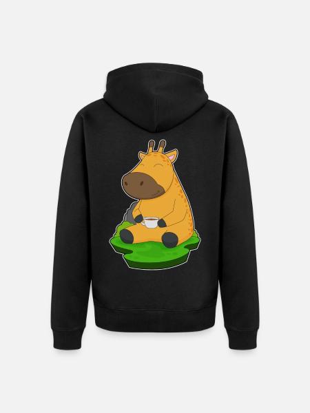 Giraffe Coffee Mug - Unisex Premium Organic Zip Hoodie - black