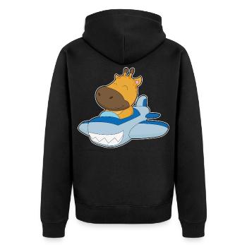 Giraffe Airplane - Unisex Premium Organic Zip Hoodie - black - Back - Nico (187cm)