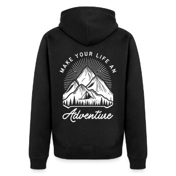 Le plein air et la nature font de votre vie une aventure - Veste à capuche bio Premium Unisexe - noir - Dos - Nico (187cm)