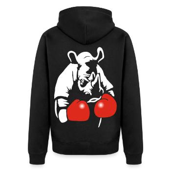 Rhinocéros boxeur - Veste à capuche bio Premium Unisexe - noir - Dos - Nico (187cm)