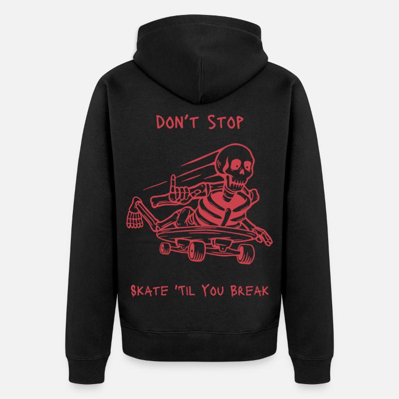 crâne squelette skateboard design - Veste à capuche bio Premium Unisexe - noir