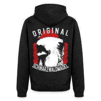 Original Schwarzwaldmädel Bollenhut Ledig Tracht - Unisex Premium Bio Zip Hoodie - Schwarz - Hinten - Nico (187cm)