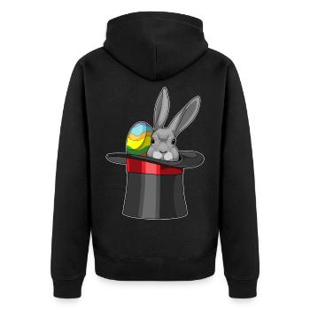 Hase Ostern Zauberer - Unisex Premium Bio Zip Hoodie - Schwarz - Hinten - Nico (187cm)