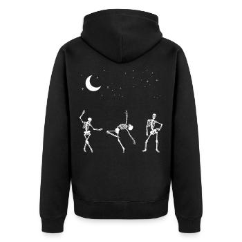 Dancing Skeletons Stars Moon Night - Unisex Premium Organic Zip Hoodie - black - Back - Nico (187cm)