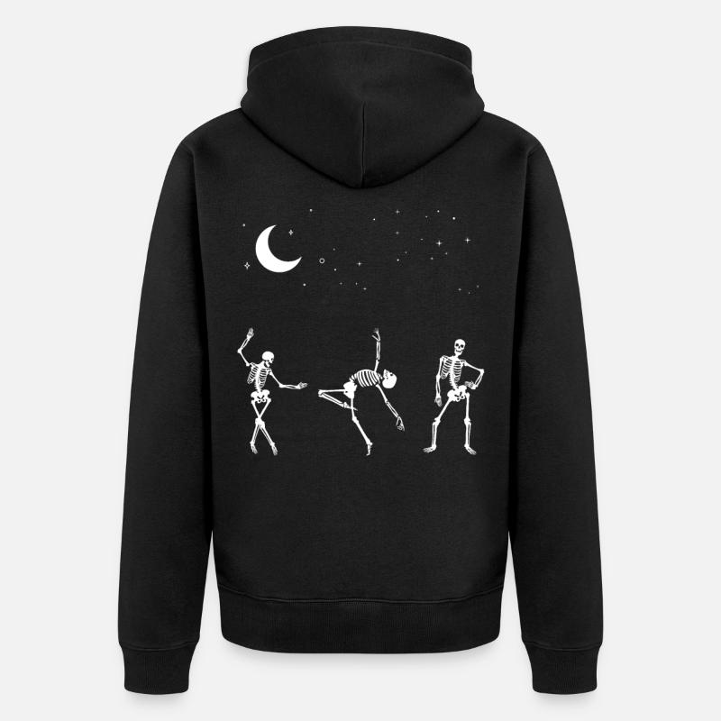Dancing Squelettes Étoiles Lune Nuit - Veste à capuche bio Premium Unisexe - noir