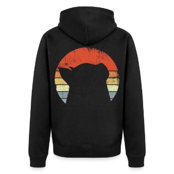 Cat Sketch Vintage Look - Unisex Premium Organic Zip Hoodie - black - Back - Nico (187cm)