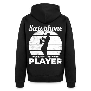 Funny saxophone player - Unisex Premium Organic Zip Hoodie - black - Back - Nico (187cm)