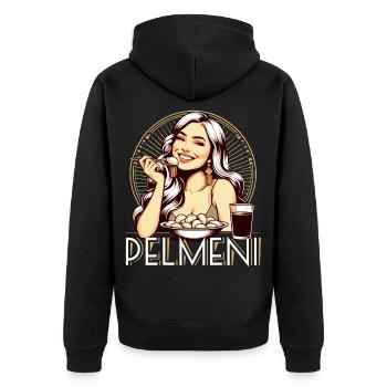 Pelmeni Yummy Gift - Unisex Premium Organic Zip Hoodie - black - Back - Nico (187cm)