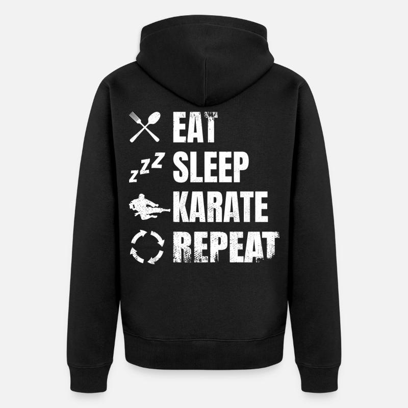 Manger Sommeil Karaté Répéter - Veste à capuche bio Premium Unisexe - noir