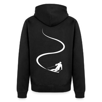 Piste de ski, Après-ski, Sports d’hiver, Vacances au ski - Veste à capuche bio Premium Unisexe - noir - Dos - Nico (187cm)