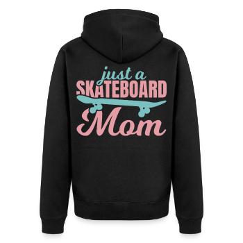 Skateboard Mutter - Unisex Premium Bio Zip Hoodie - Schwarz - Hinten - Nico (187cm)
