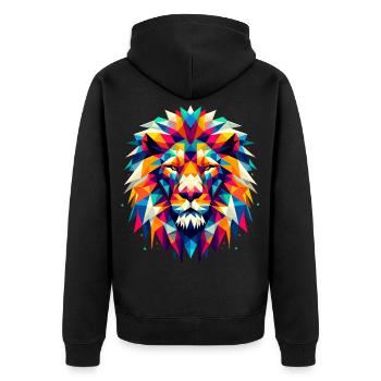 Lion Geometric Colorful Gift - Unisex Premium Organic Zip Hoodie - black - Back - Nico (187cm)