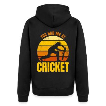 Tu m’as eu au cricket - Veste à capuche bio Premium Unisexe - noir - Dos - Nico (187cm)