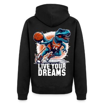 Cadeau de basket-ball T-Rex Dinosaur Dreams - Veste à capuche bio Premium Unisexe - noir - Dos - Nico (187cm)