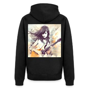 Fille Qui Aime La Musique 2 - Veste à capuche bio Premium Unisexe - noir - Dos - Nico (187cm)