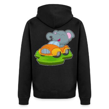 Elefant Auto - Unisex Premium Bio Zip Hoodie - Schwarz - Hinten - Nico (187cm)