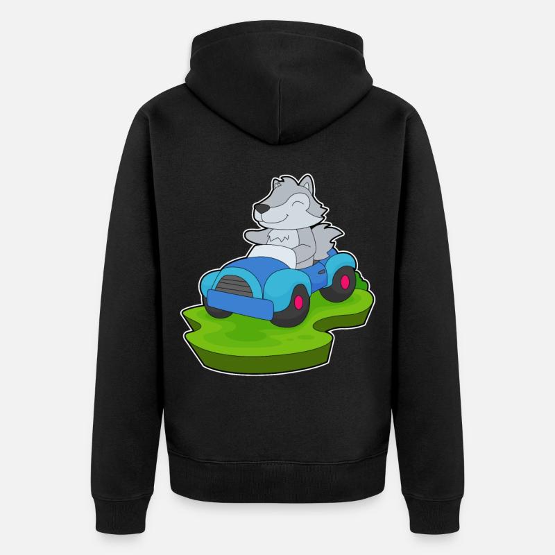 Wolf Auto - Unisex Premium Bio Zip Hoodie - Schwarz