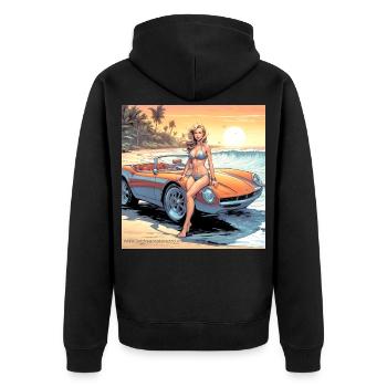 Girl with car and dream nature 3 - Unisex Premium Organic Zip Hoodie - black - Back - Nico (187cm)