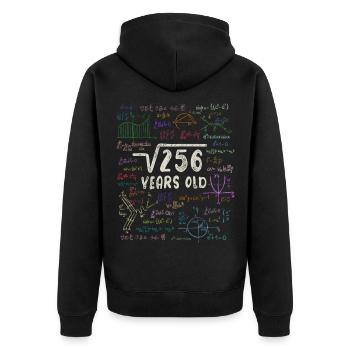 Root of 256 = 16th Birthday - Gift - Unisex Premium Organic Zip Hoodie - black - Back - Nico (187cm)