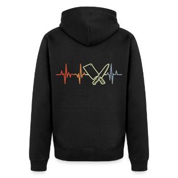Metzger Hackbeil Pulsschlag - Unisex Premium Bio Zip Hoodie - Schwarz - Hinten - Nico (187cm)