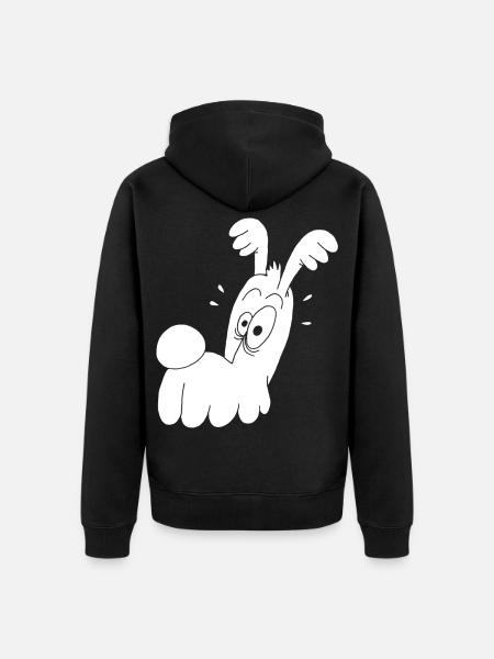 Funny White Dog - Unisex Premium Organic Zip Hoodie - black