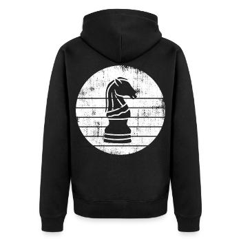 Chess Knight Sketch - Unisex Premium Organic Zip Hoodie - black - Back - Nico (187cm)