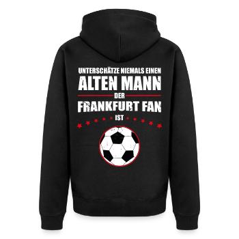 Alter Mann - Frankfurt Fan | Retro Vintage Design - Unisex Premium Bio Zip Hoodie - Schwarz - Hinten - Nico (187cm)