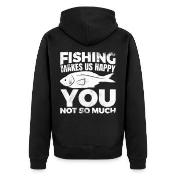 Fisherman's Joke - Unisex Premium Organic Zip Hoodie - black - Back - Nico (187cm)