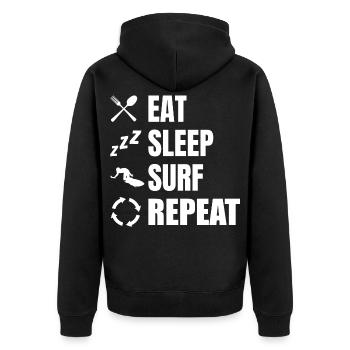 Manger, dormir, surfer, répéter - Veste à capuche bio Premium Unisexe - noir - Dos - Nico (187cm)