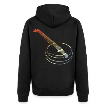 Vintage Banjo Drawing - Unisex Premium Organic Zip Hoodie - black - Back - Nico (187cm)