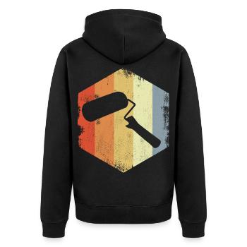 Vintage Paint Roller - Unisex Premium Organic Zip Hoodie - black - Back - Nico (187cm)