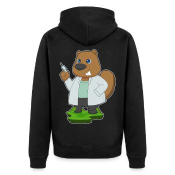 Beaver Doctor Nursing Routine - Unisex Premium Organic Zip Hoodie - black - Back - Nico (187cm)