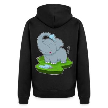 Elephant Water - Unisex Premium Organic Zip Hoodie - black - Back - Nico (187cm)