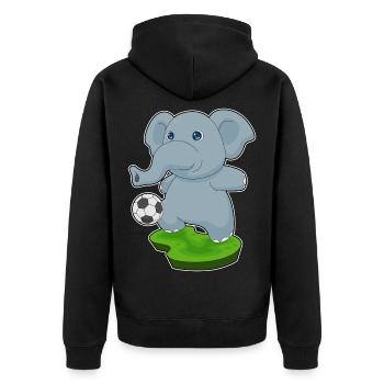 Elefant Fußballspieler Fußball Sport - Unisex Premium Bio Zip Hoodie - Schwarz - Hinten - Nico (187cm)