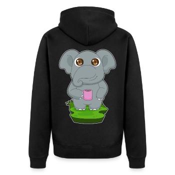 Elefant Kaffee Becher - Unisex Premium Bio Zip Hoodie - Schwarz - Hinten - Nico (187cm)