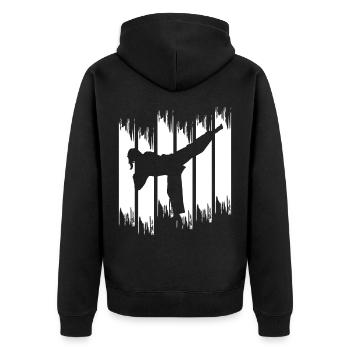 Karate Girl - Unisex Premium Organic Zip Hoodie - black - Back - Nico (187cm)