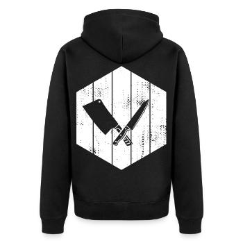 Knife Cleaver Drawing - Unisex Premium Organic Zip Hoodie - black - Back - Nico (187cm)