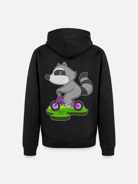 Raccoon Bicycle - Unisex Premium Organic Zip Hoodie - black
