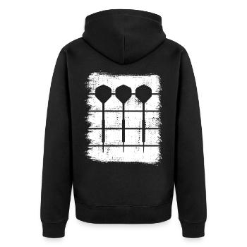 Dartpfeile - Unisex Premium Bio Zip Hoodie - Schwarz - Hinten - Nico (187cm)