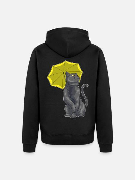 Cat Umbrella - Unisex Premium Organic Zip Hoodie - black