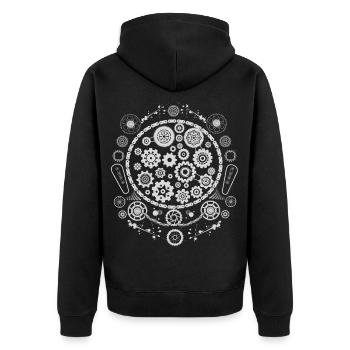 Minimaist bike patterns - Cyclist Gift Idea - Unisex Premium Bio Zip Hoodie - Schwarz - Hinten - Nico (187cm)