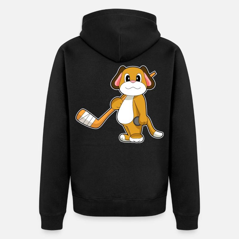 Hund Eishockey Eishockeyschläger - Unisex Premium Bio Zip Hoodie - Schwarz