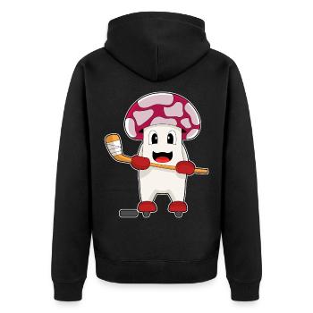Pilz Eishockey Eishockeyschläger - Unisex Premium Bio Zip Hoodie - Schwarz - Hinten - Nico (187cm)