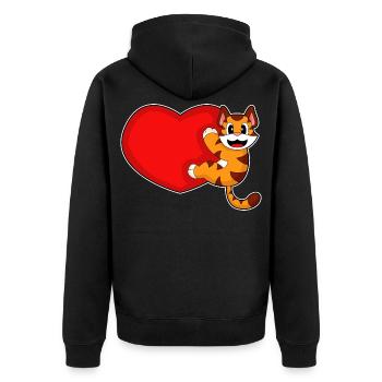 Tiger Heart - Unisex Premium Organic Zip Hoodie - black - Back - Nico (187cm)