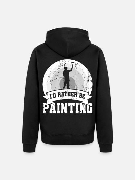 I'd rather paint - Unisex Premium Organic Zip Hoodie - black