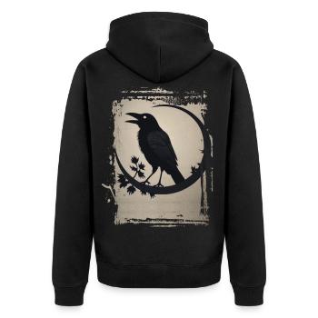 Corbeau assis sur une branche - Veste à capuche bio Premium Unisexe - noir - Dos - Nico (187cm)