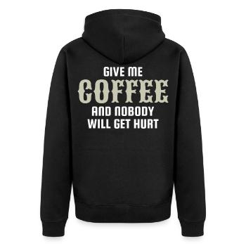 coffee cafe espresso cappuccino - Unisex Premium Organic Zip Hoodie - black - Back - Nico (187cm)