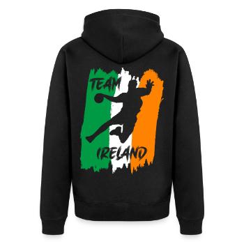 Handball Team Ireland - Unisex Premium Organic Zip Hoodie - black - Back - Nico (187cm)