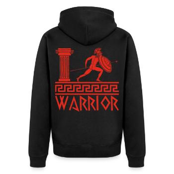 Guerrier grec antique rouge - Veste à capuche bio Premium Unisexe - noir - Dos - Nico (187cm)
